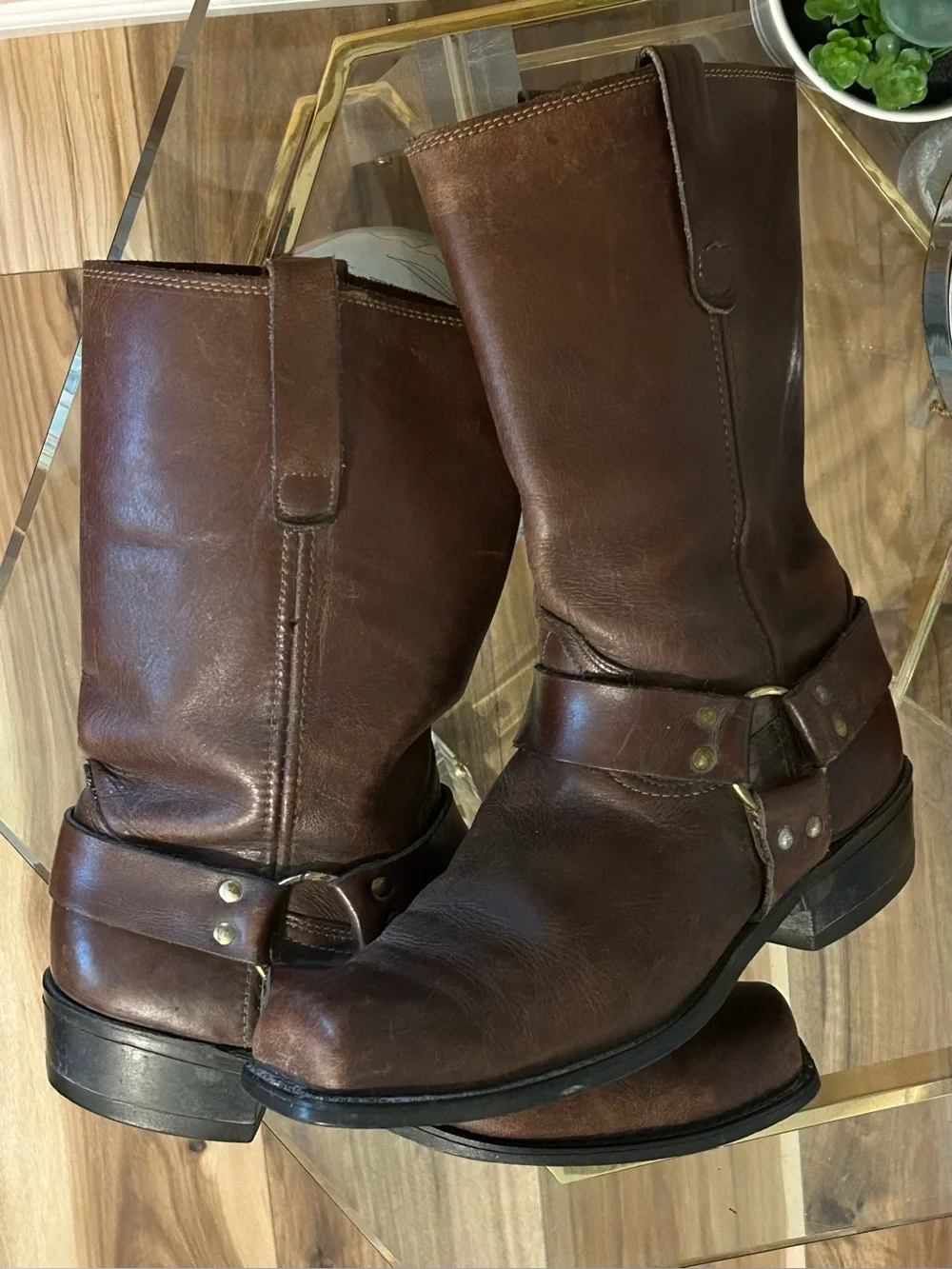 Vintage Sears Brown Leather Harness Boots Size 10.5